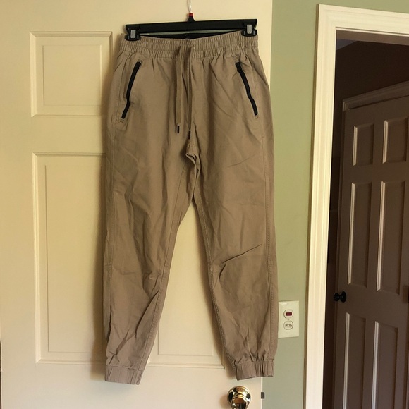 Men's Tan Jogger Pants - Picture 1 of 8